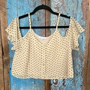Don’t Ask Why Cold Shoulder Polka Dot Crop Size OS